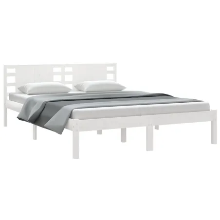 Cadre de lit sans matelas blanc 120x200 cm bois de pin massif