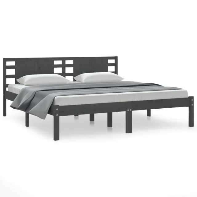 Cadre de lit sans matelas gris 200x200 cm bois massif de pin