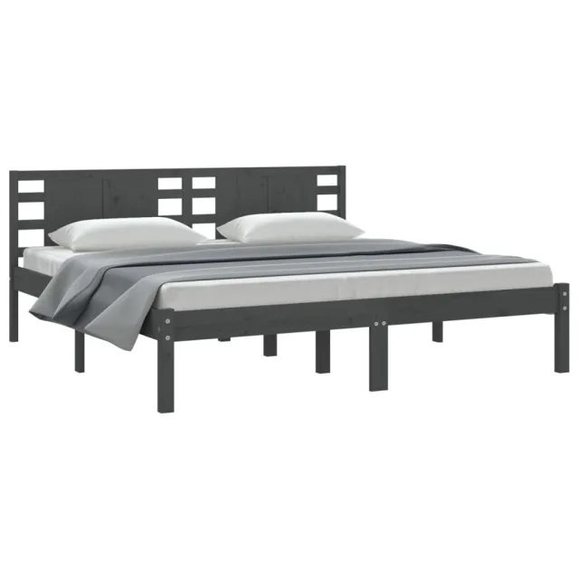 Cadre de lit sans matelas gris 200x200 cm bois massif de pin