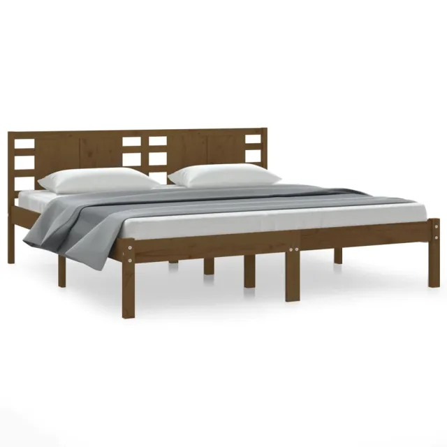 Cadre de lit sans matelas marron miel 200x200cm bois pin massif