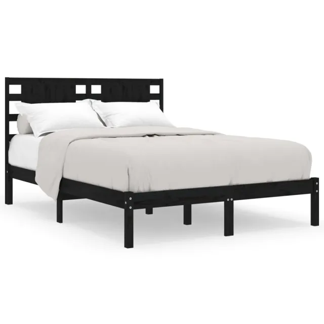 Cadre de lit sans matelas noir 200x200 cm bois massif de pin
