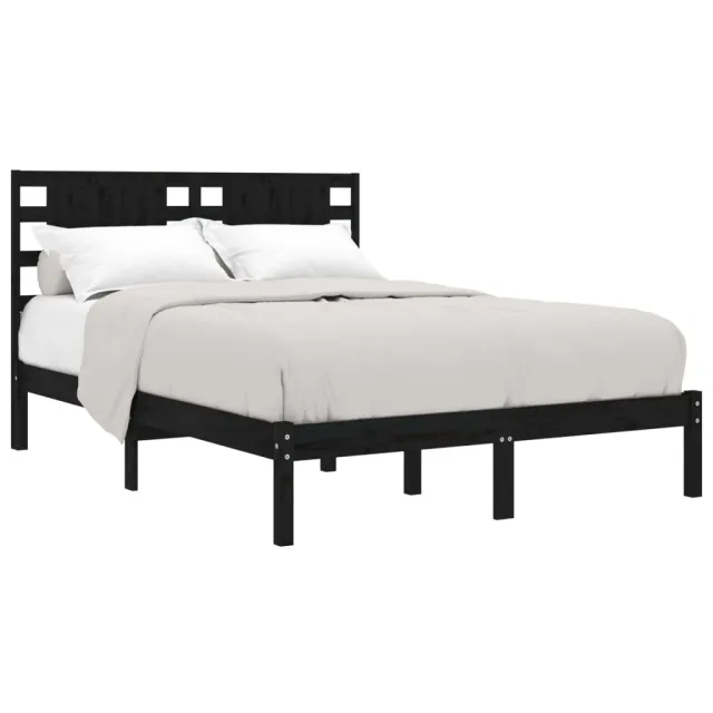 Cadre de lit sans matelas noir 200x200 cm bois massif de pin