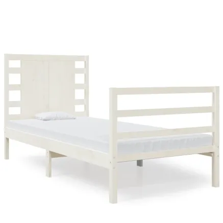 Cadre de lit sans matelas blanc 75x190 cm bois de pin massif 2