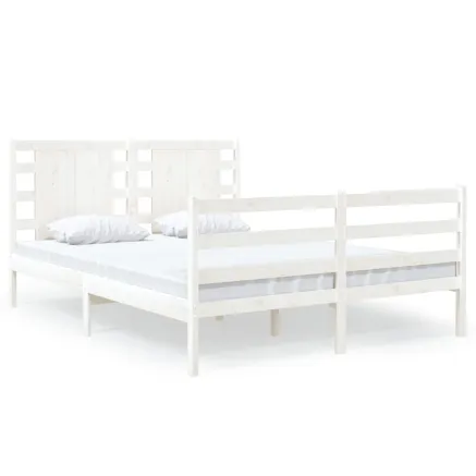 Cadre de lit sans matelas blanc 120x190 cm bois de pin massif 2