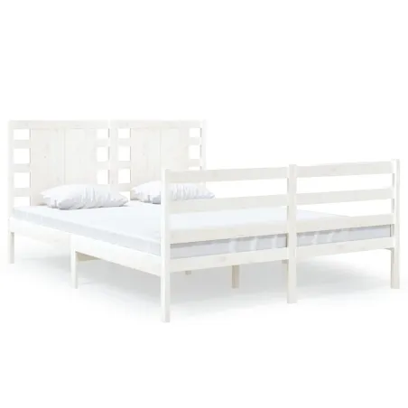 Cadre de lit sans matelas blanc 120x190 cm bois de pin massif