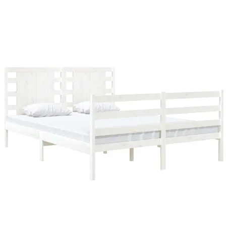 Cadre de lit sans matelas blanc 120x190 cm bois de pin massif