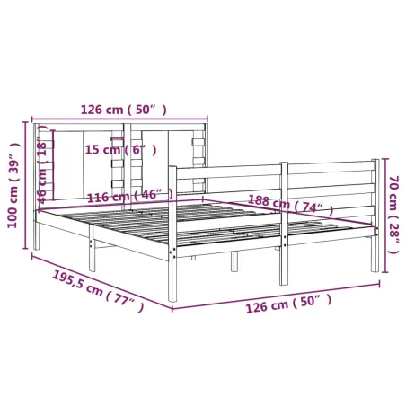 Cadre de lit sans matelas blanc 120x190 cm bois de pin massif