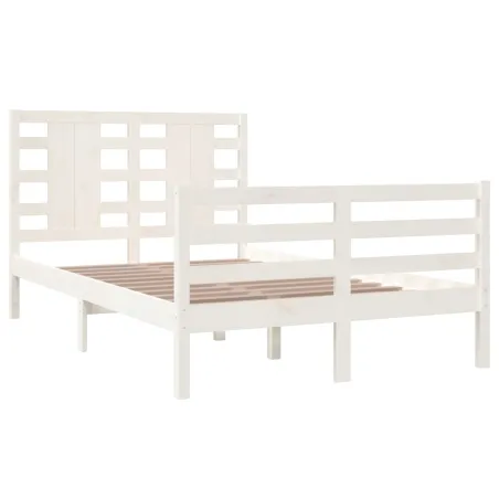 Cadre de lit sans matelas blanc 120x200 cm bois de pin massif