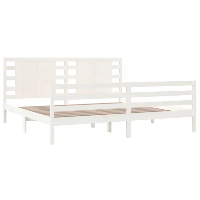 Cadre de lit sans matelas blanc 200x200 cm bois massif de pin