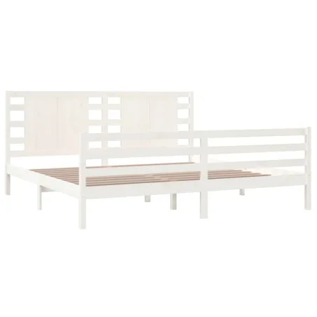 Cadre de lit sans matelas blanc 200x200 cm bois massif de pin