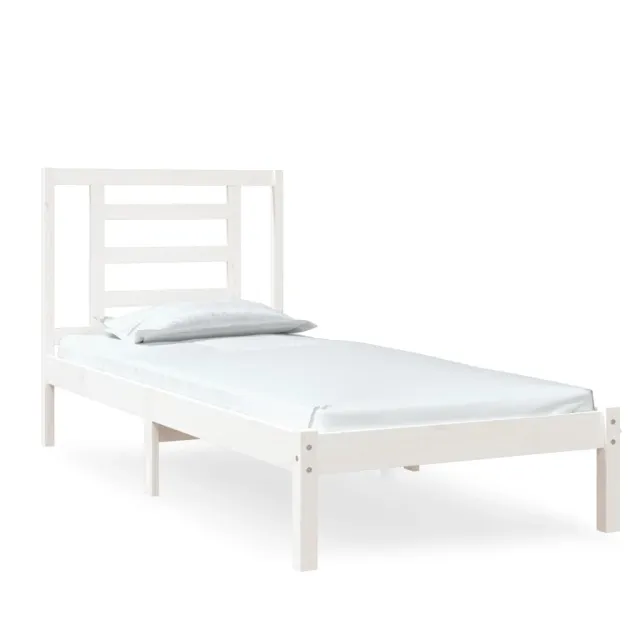 Cadre de lit sans matelas blanc 75x190 cm bois massif