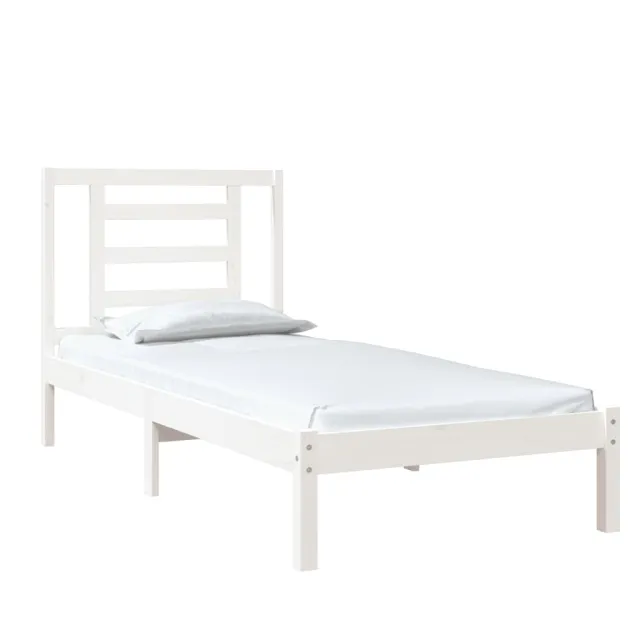 Cadre de lit sans matelas blanc 75x190 cm bois massif