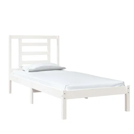 Cadre de lit sans matelas blanc 75x190 cm bois massif