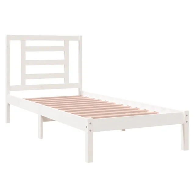 Cadre de lit sans matelas blanc 75x190 cm bois massif