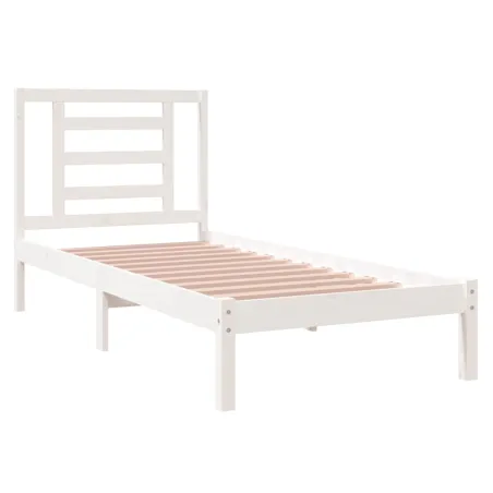 Cadre de lit sans matelas blanc 75x190 cm bois massif