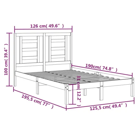 Cadre de lit sans matelas 120x190 cm bois massif