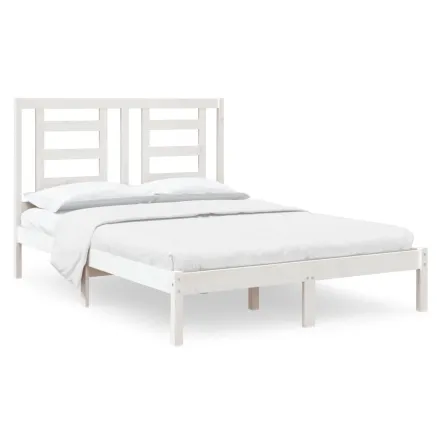 Cadre de lit sans matelas blanc 120x190 cm bois massif 2
