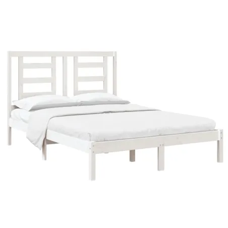 Cadre de lit sans matelas blanc 120x190 cm bois massif