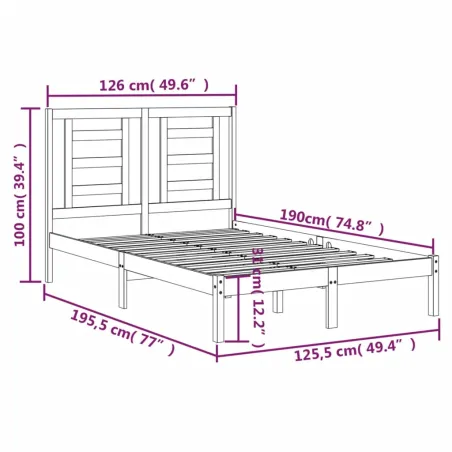 Cadre de lit sans matelas blanc 120x190 cm bois massif