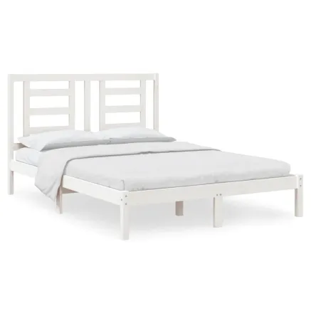 Cadre de lit sans matelas blanc 140x190 cm bois de pin massif 2