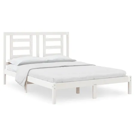 Cadre de lit sans matelas blanc 140x190 cm bois de pin massif