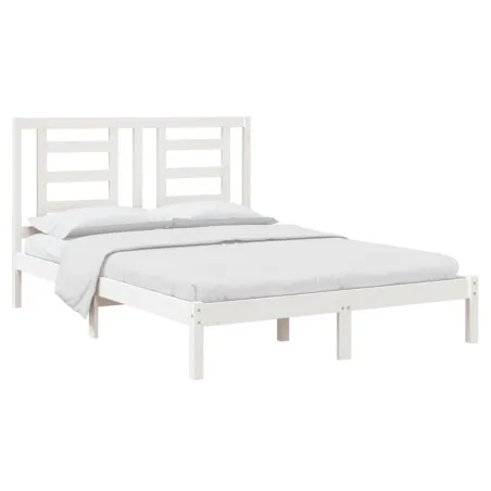 Cadre de lit sans matelas blanc 140x190 cm bois de pin massif