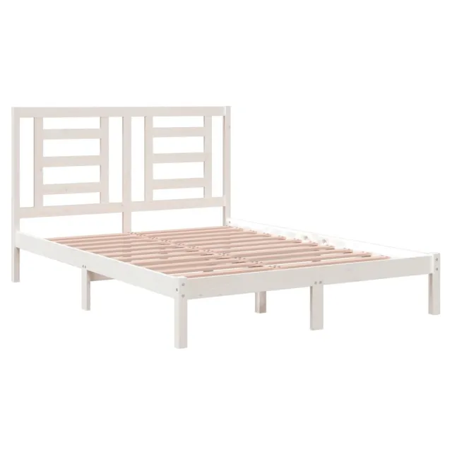 Cadre de lit sans matelas blanc 140x190 cm bois de pin massif