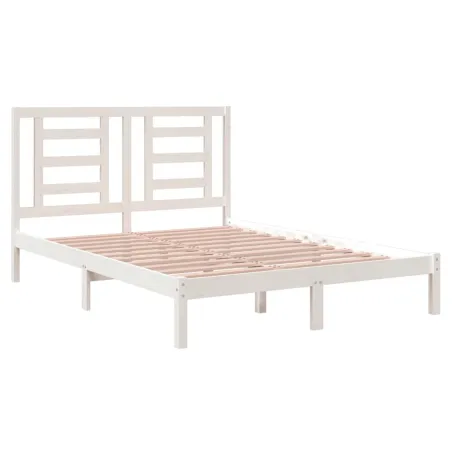 Cadre de lit sans matelas blanc 140x190 cm bois de pin massif