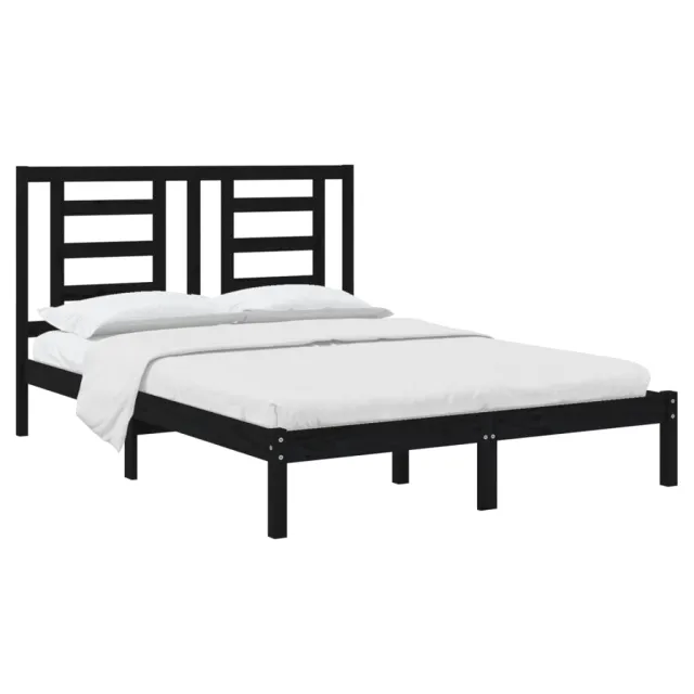 Cadre de lit sans matelas noir 140x190 cm bois de pin massif