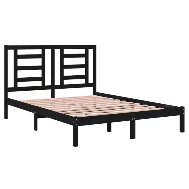 Cadre de lit sans matelas noir 140x190 cm bois de pin massif