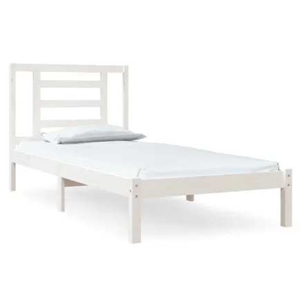 Cadre de lit sans matelas blanc 90x200 cm bois de pin massif 2