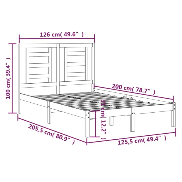 Cadre de lit sans matelas 120x200 cm bois de pin massif