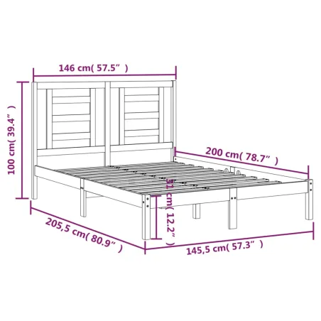 Cadre de lit sans matelas 140x200 cm bois massif de pin