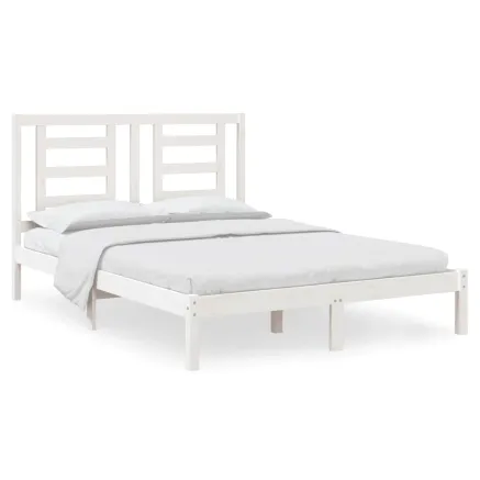 Cadre de lit sans matelas blanc 140x200 cm bois de pin massif 2