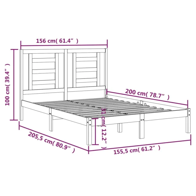 Cadre de lit sans matelas 150x200 cm bois de pin massif