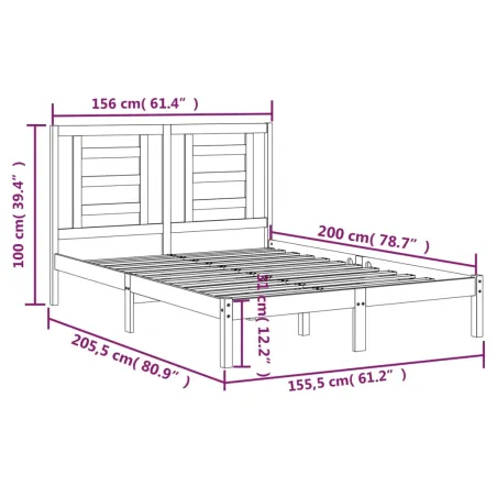Cadre de lit sans matelas 150x200 cm bois de pin massif
