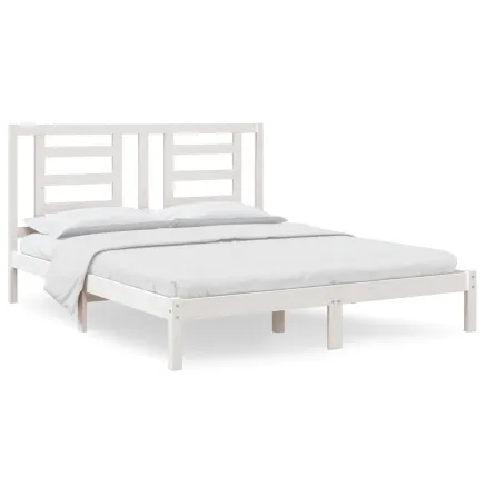 Cadre de lit sans matelas blanc 160x200 cm bois de pin massif 2