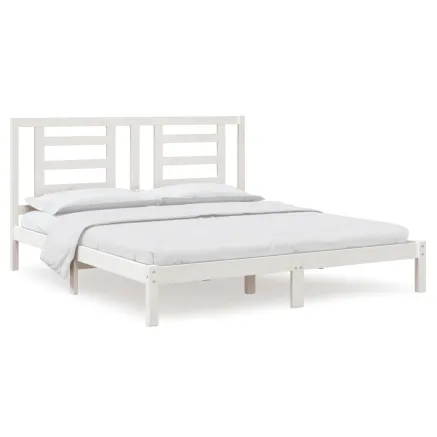 Cadre de lit sans matelas blanc 180x200 cm bois massif 2