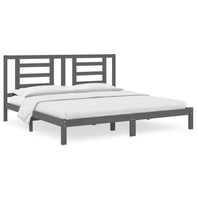 Cadre de lit sans matelas gris 200x200 cm bois massif de pin