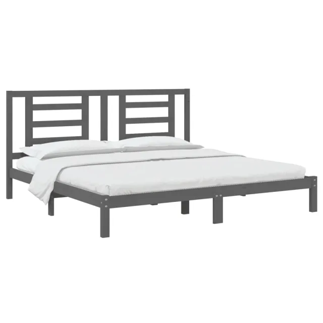 Cadre de lit sans matelas gris 200x200 cm bois massif de pin