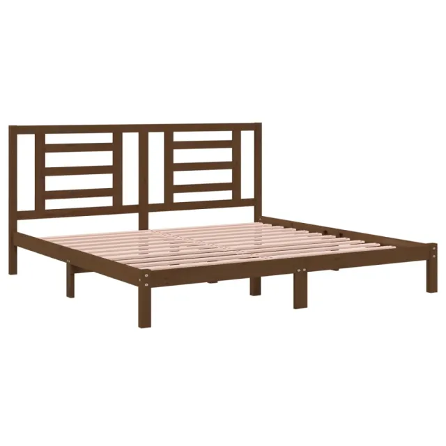 Cadre de lit sans matelas marron miel 200x200cm bois pin massif