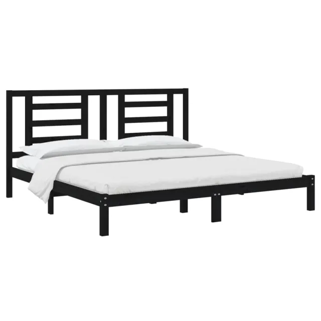 Cadre de lit sans matelas noir 200x200 cm bois massif de pin