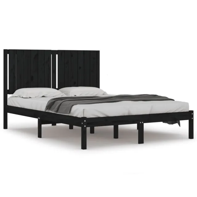 Cadre de lit sans matelas noir 140x190 cm bois de pin massif
