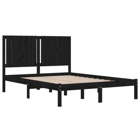 Cadre de lit sans matelas noir 140x190 cm bois de pin massif