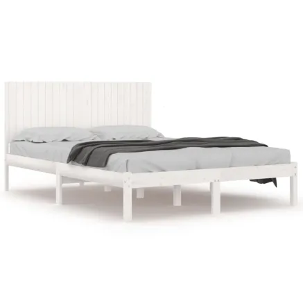 Cadre de lit sans matelas blanc 200x200 cm bois massif de pin 2