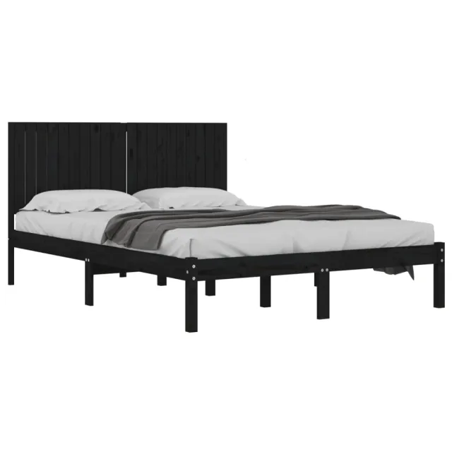 Cadre de lit sans matelas noir 200x200 cm bois massif de pin