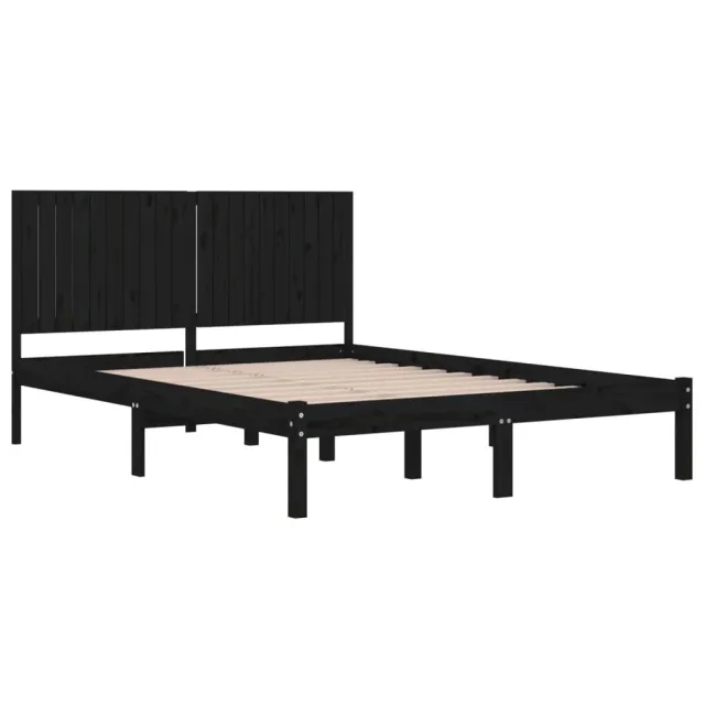 Cadre de lit sans matelas noir 200x200 cm bois massif de pin