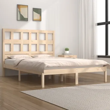 Cadre de lit sans matelas 135x190 cm bois de pin massif