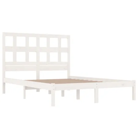 Cadre de lit sans matelas blanc 140x190 cm bois de pin massif