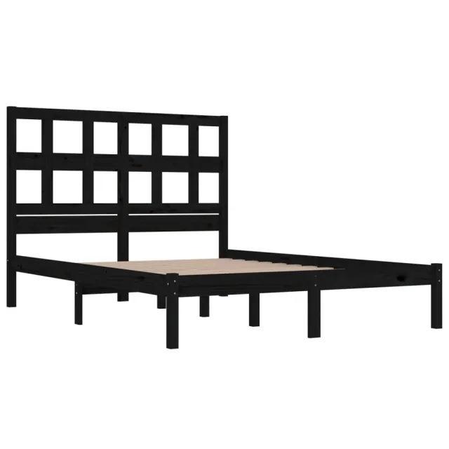 Cadre de lit sans matelas noir 140x190 cm bois de pin massif